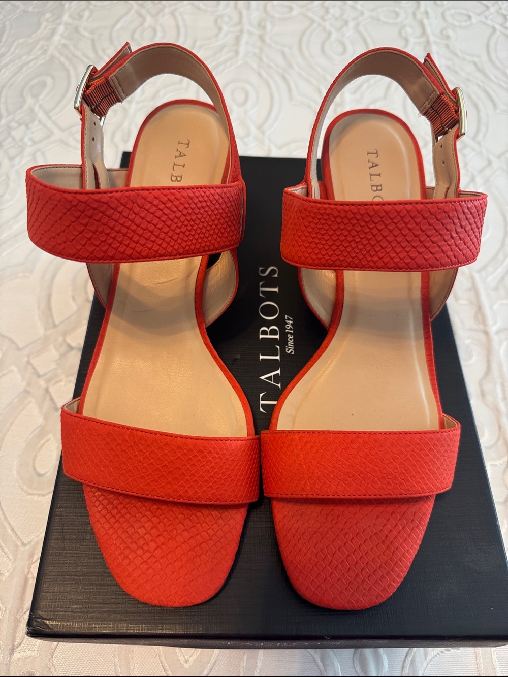 Talbots Orange Textured Slingback Sandals
